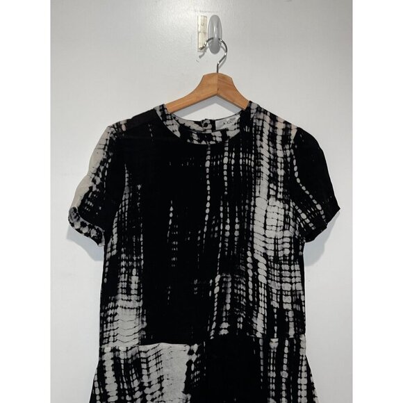 ALC Louis tie dye SILK Abstract Shift dress ruffle Size 4 Dress - Picture 2 of 10